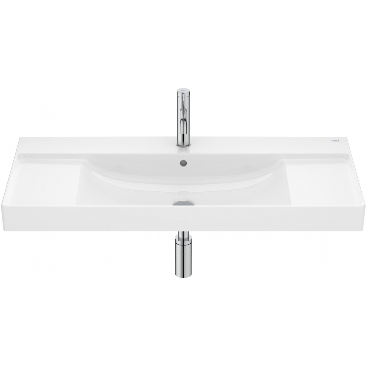 Roca ONA A32768A000 掛牆面盆：Fineceramic薄陶、整合置物架、長方形設計